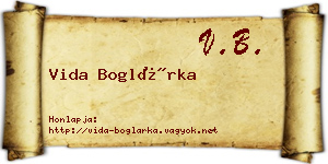 Vida Boglárka névjegykártya